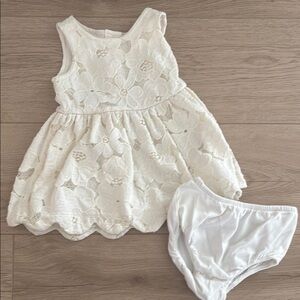 Cream Lace Dress with matching bloomers/diaper cover